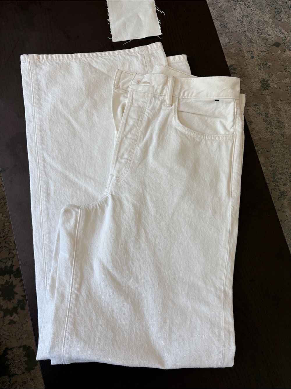 Buck Mason Women’s White Wide Leg Jeans Sample 29x33 Front Buttons Included